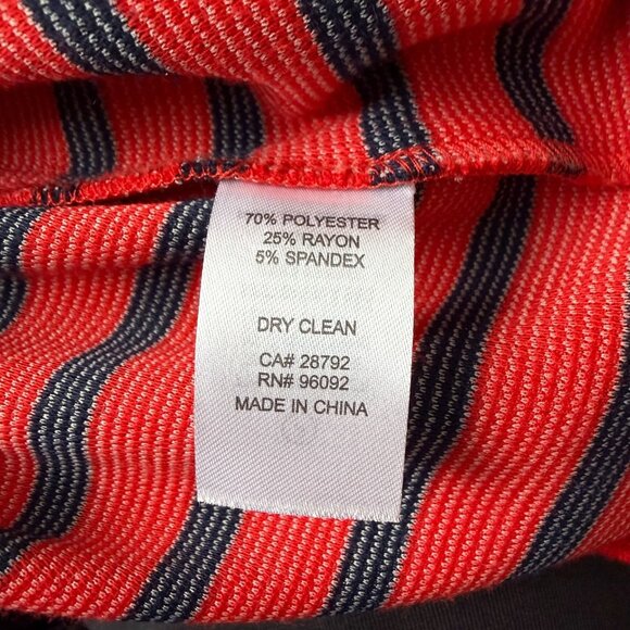 Dalia Orange & Navy Striped Dress Office Career Professional Cocktail Party - Picture 5 of 6